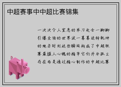 中超赛事中中超比赛锦集
